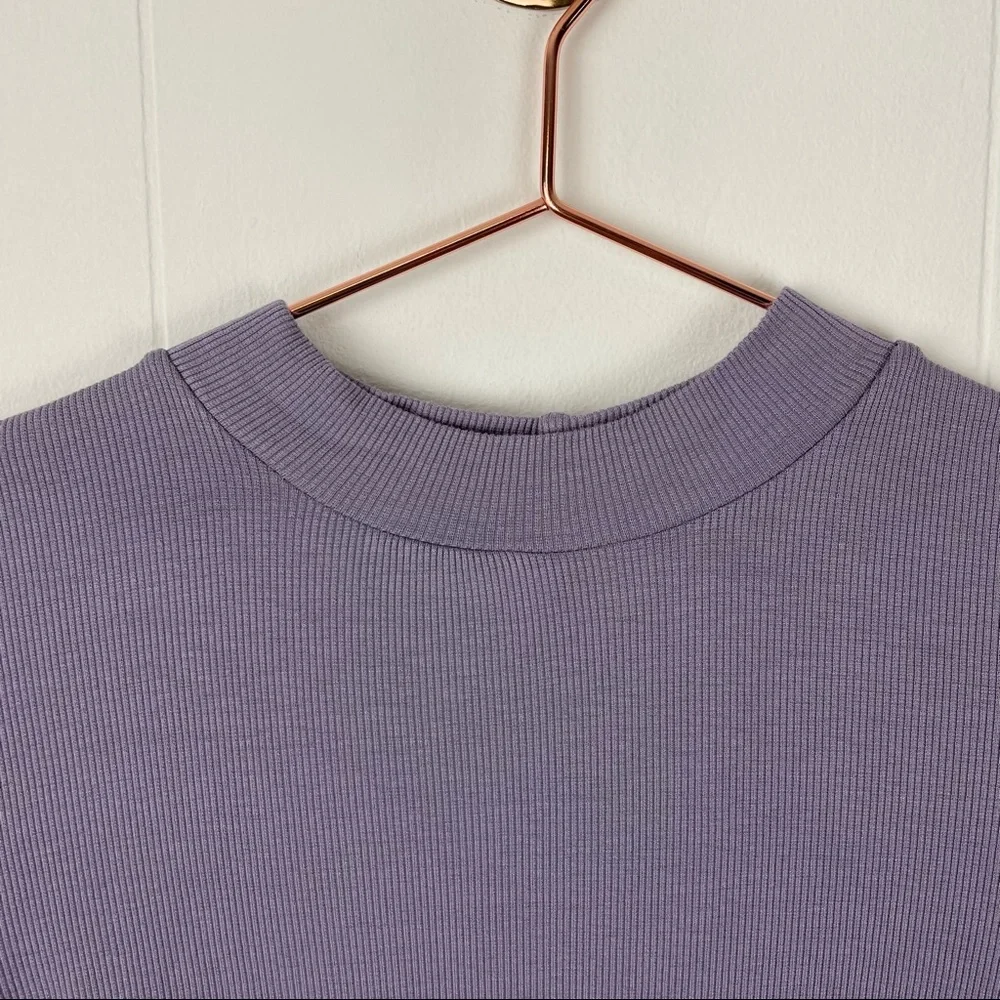 H&M DIVIDED Lilac Ribbed Mockneck Long Sleeve Crop Top - Picture 3 of 8